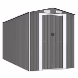 vidaXL Capanno da Giardino Grigio Chiaro 192x440x223cm Acciaio Zincato - Vista aggiuntiva 2