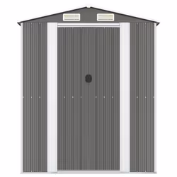 vidaXL Capanno da Giardino Grigio Chiaro 192x440x223cm Acciaio Zincato - Vista aggiuntiva 3
