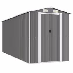 vidaXL Capanno da Giardino Grigio Chiaro 192x523x223cm Acciaio Zincato - Vista aggiuntiva 2