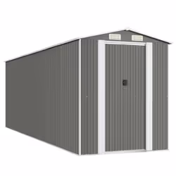 vidaXL Capanno da Giardino Grigio Chiaro 192x606x223cm Acciaio Zincato - Vista aggiuntiva 2