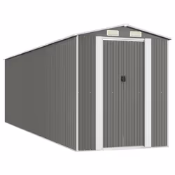 vidaXL Capanno da Giardino Grigio Chiaro 192x689x223cm Acciaio Zincato - Vista aggiuntiva 2