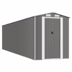 vidaXL Capanno da Giardino Grigio Chiaro 192x772x223cm Acciaio Zincato - Vista aggiuntiva 2