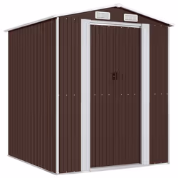 vidaXL Capanno da Giardino Marrone Scuro 192x191x223cm Acciaio Zincato - Vista aggiuntiva 2