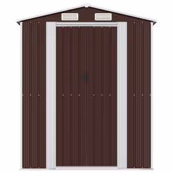 vidaXL Capanno da Giardino Marrone Scuro 192x191x223cm Acciaio Zincato - Vista aggiuntiva 3