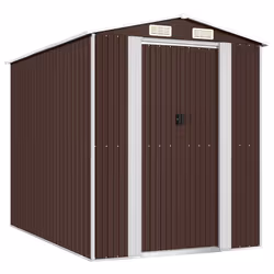 vidaXL Capanno da Giardino Marrone Scuro 192x274x223cm Acciaio Zincato - Vista aggiuntiva 2