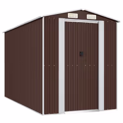 vidaXL Capanno da Giardino Marrone Scuro 192x357x223cm Acciaio Zincato - Vista aggiuntiva 2