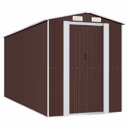 vidaXL Capanno da Giardino Marrone Scuro 192x440x223cm Acciaio Zincato - Vista aggiuntiva 2