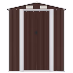 vidaXL Capanno da Giardino Marrone Scuro 192x440x223cm Acciaio Zincato - Vista aggiuntiva 3