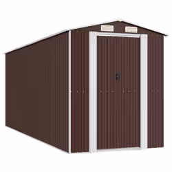 vidaXL Capanno da Giardino Marrone Scuro 192x523x223cm Acciaio Zincato - Vista aggiuntiva 2