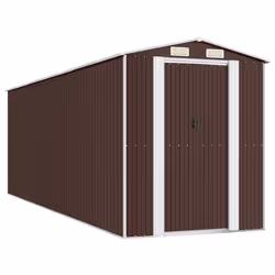 vidaXL Capanno da Giardino Marrone Scuro 192x606x223cm Acciaio Zincato - Vista aggiuntiva 2