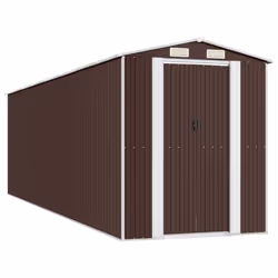 vidaXL Capanno da Giardino Marrone Scuro 192x689x223cm Acciaio Zincato - Vista aggiuntiva 2