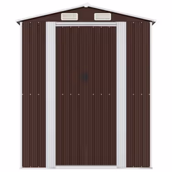 vidaXL Capanno da Giardino Marrone Scuro 192x689x223cm Acciaio Zincato - Vista aggiuntiva 3