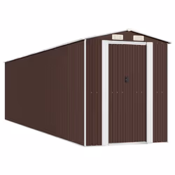 vidaXL Capanno da Giardino Marrone Scuro 192x772x223cm Acciaio Zincato - Vista aggiuntiva 2