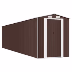 vidaXL Capanno da Giardino Marrone Scuro 192x855x223cm Acciaio Zincato - Vista aggiuntiva 2
