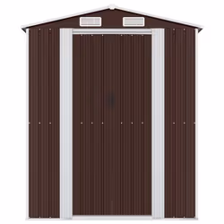 vidaXL Capanno da Giardino Marrone Scuro 192x855x223cm Acciaio Zincato - Vista aggiuntiva 3