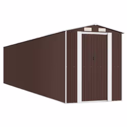 vidaXL Capanno da Giardino Marrone Scuro 192x938x223cm Acciaio Zincato - Vista aggiuntiva 2