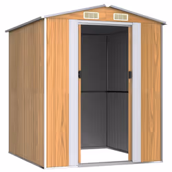 vidaXL Capanno Giardino Marrone Chiaro 192x191x223 cm Acciaio Zincato - Vista aggiuntiva 3