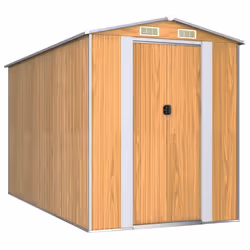 vidaXL Capanno Giardino Marrone Chiaro 192x357x223cm Acciaio Zincato - Vista aggiuntiva 2