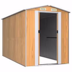 vidaXL Capanno Giardino Marrone Chiaro 192x357x223cm Acciaio Zincato - Vista aggiuntiva 3