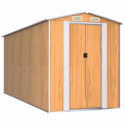 vidaXL Capanno Giardino Marrone Chiaro 192x440x223 cm Acciaio Zincato - Vista aggiuntiva 2