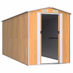 vidaXL Capanno Giardino Marrone Chiaro 192x440x223 cm Acciaio Zincato - Vista aggiuntiva 3