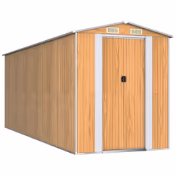 vidaXL Capanno Giardino Marrone Chiaro 192x523x223 cm Acciaio Zincato - Vista aggiuntiva 2