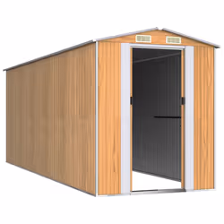 vidaXL Capanno Giardino Marrone Chiaro 192x523x223 cm Acciaio Zincato - Vista aggiuntiva 3
