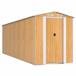 vidaXL Capanno Giardino Marrone Chiaro 192x606x223 cm Acciaio Zincato - Vista aggiuntiva 2