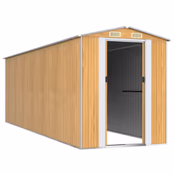 vidaXL Capanno Giardino Marrone Chiaro 192x606x223 cm Acciaio Zincato - Vista aggiuntiva 3
