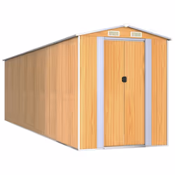 vidaXL Capanno Giardino Marrone Chiaro 192x689x223 cm Acciaio Zincato - Vista aggiuntiva 2