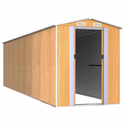 vidaXL Capanno Giardino Marrone Chiaro 192x689x223 cm Acciaio Zincato - Vista aggiuntiva 3