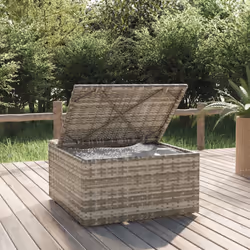 Poggiapiedi Giardino con Cuscino Grigio 55x55x30 cm Polyrattancod mxl 118788 - Vista aggiuntiva 3