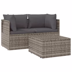 Set Divani da Giardino 3 pz con Cuscini in Polyrattan Grigiocod mxl 119352 - Vista aggiuntiva 2