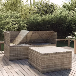 Set Divani da Giardino 3 pz con Cuscini in Polyrattan Grigiocod mxl 119352 - Vista aggiuntiva 3