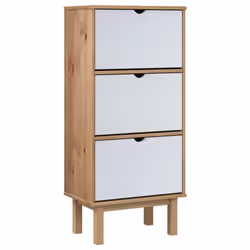 vidaXL Scarpiera OTTA con 3 Cassetti Marrone e Bianco in Legno di Pino - Vista aggiuntiva 2
