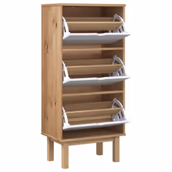 vidaXL Scarpiera OTTA con 3 Cassetti Marrone e Bianco in Legno di Pino - Vista aggiuntiva 3