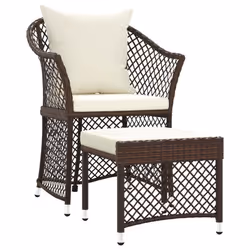 Set Divani da Giardino 2 pz con Cuscini in Polyrattan Marronecod mxl 119399 - Vista aggiuntiva 2
