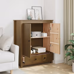 vidaXL Credenza Marrone Ambra 83x41,5x100 cm in Legno Massello di Pino - Vista aggiuntiva 3
