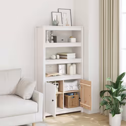 vidaXL Credenza Bianca 80x35x154 cm in Legno Massello di Pino - Vista aggiuntiva 3