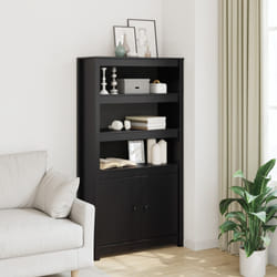vidaXL Credenza Nera 80x35x154 cm in Legno Massello di Pino