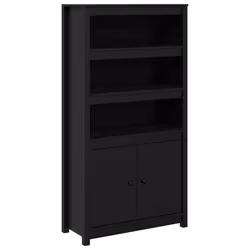 vidaXL Credenza Nera 80x35x154 cm in Legno Massello di Pino - Vista aggiuntiva 2