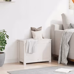 vidaXL Contenitore Portaoggetti Bianco 60x32x45,5cm Massello di Pino - Vista aggiuntiva 3