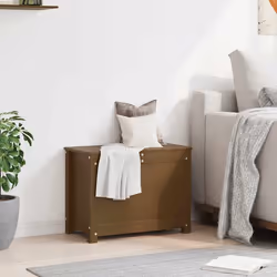 vidaXL Contenitore Portaoggetti Ambra 60x32x45,5cm Legno Massello Pino - Vista aggiuntiva 3