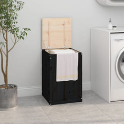 Vidaxl - Contenitore per Bucato Nero 44x44x66 cm Legno Massello Pino