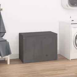 vidaXL Contenitore per Bucato Grigio 88,5x44x66 cm Legno Massello Pino - Vista aggiuntiva 3