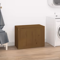 vidaXL Contenitore per Bucato Ambra 88,5x44x66 cm Legno Massello Pino - Vista aggiuntiva 3