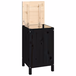 vidaXL Contenitore per Bucato Nero 44x44x76 cm Legno Massello Pino - Vista aggiuntiva 2