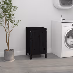 vidaXL Contenitore per Bucato Nero 44x44x76 cm Legno Massello Pino - Vista aggiuntiva 3