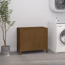 vidaXL Contenitore per Bucato Ambra 88,5x44x76 cm Legno Massello Pino - Vista aggiuntiva 3