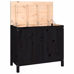 vidaXL Contenitore per Bucato Nero 88,5x44x76 cm Legno Massello Pino - Vista aggiuntiva 2